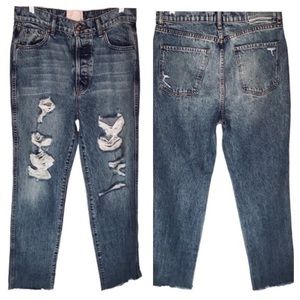 REVICE - High Waisted Distressed Button Fly Strait Leg Jeans - 32 NWOT